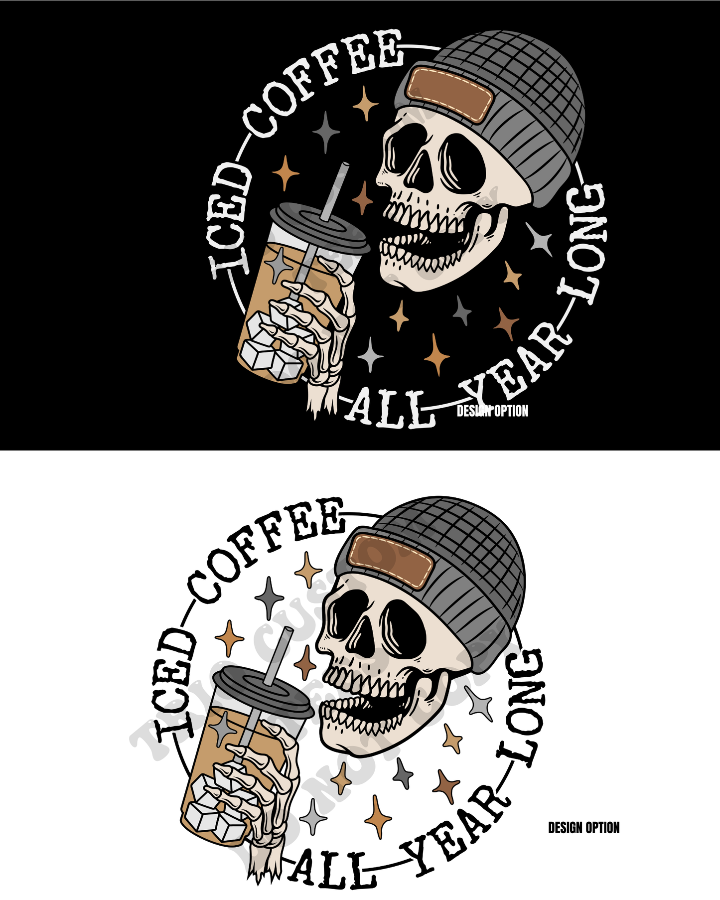Iced Coffee All Year Long Skull Humor Funny Design