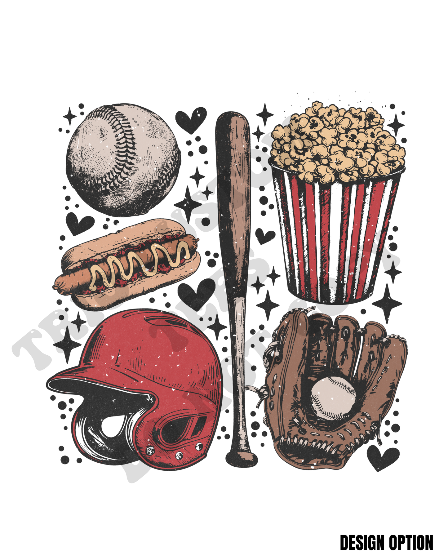 Baseball Ballpark Snacks Helmet Popcorn Hotdog Design