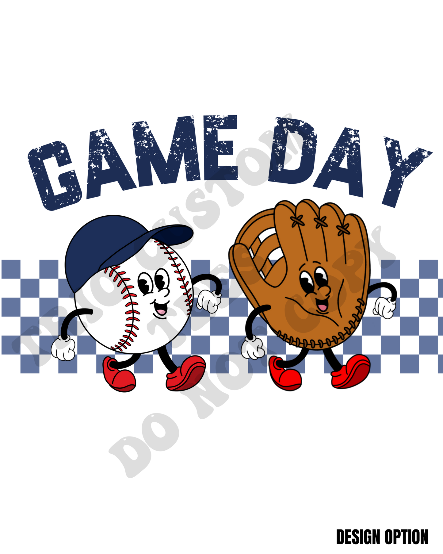 Retro Game Day Baseball Mitt Checkers Design
