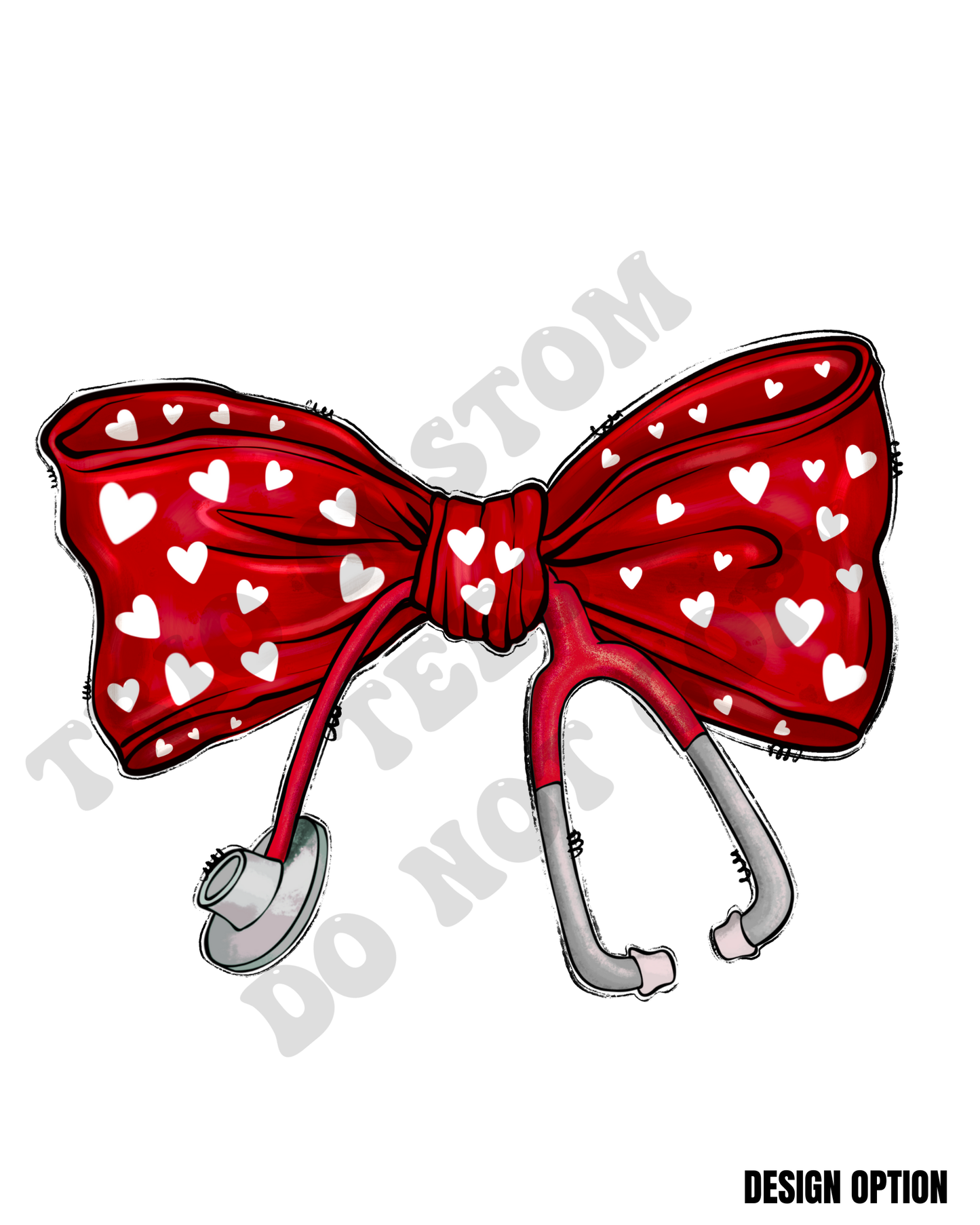 Medical Stethoscope Red Hearts Valentine Cute Nurse Design