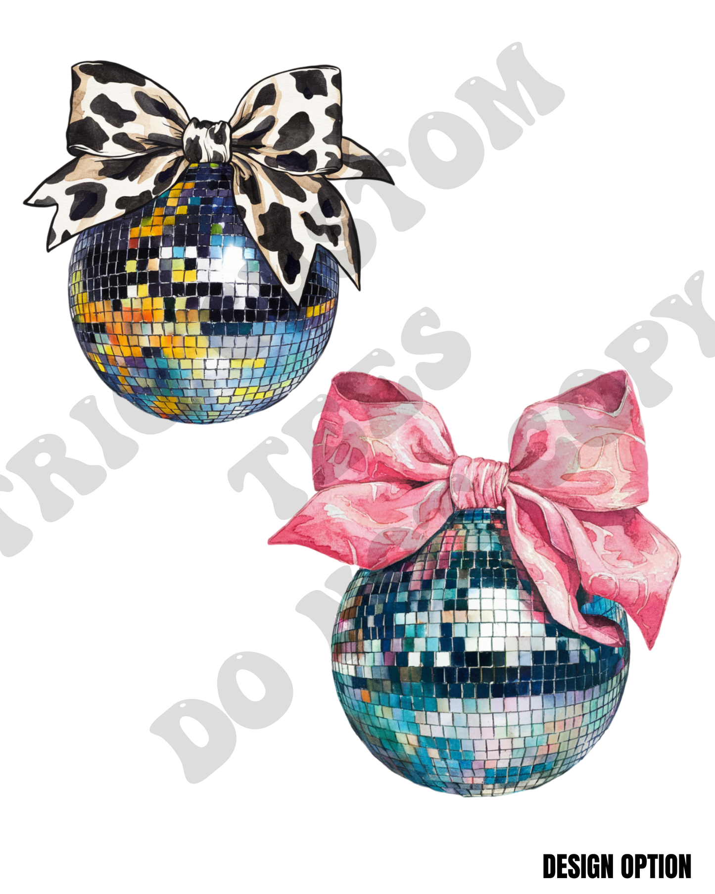 Disco Ball New Year Cow print Western Pink Bow Conquette Design