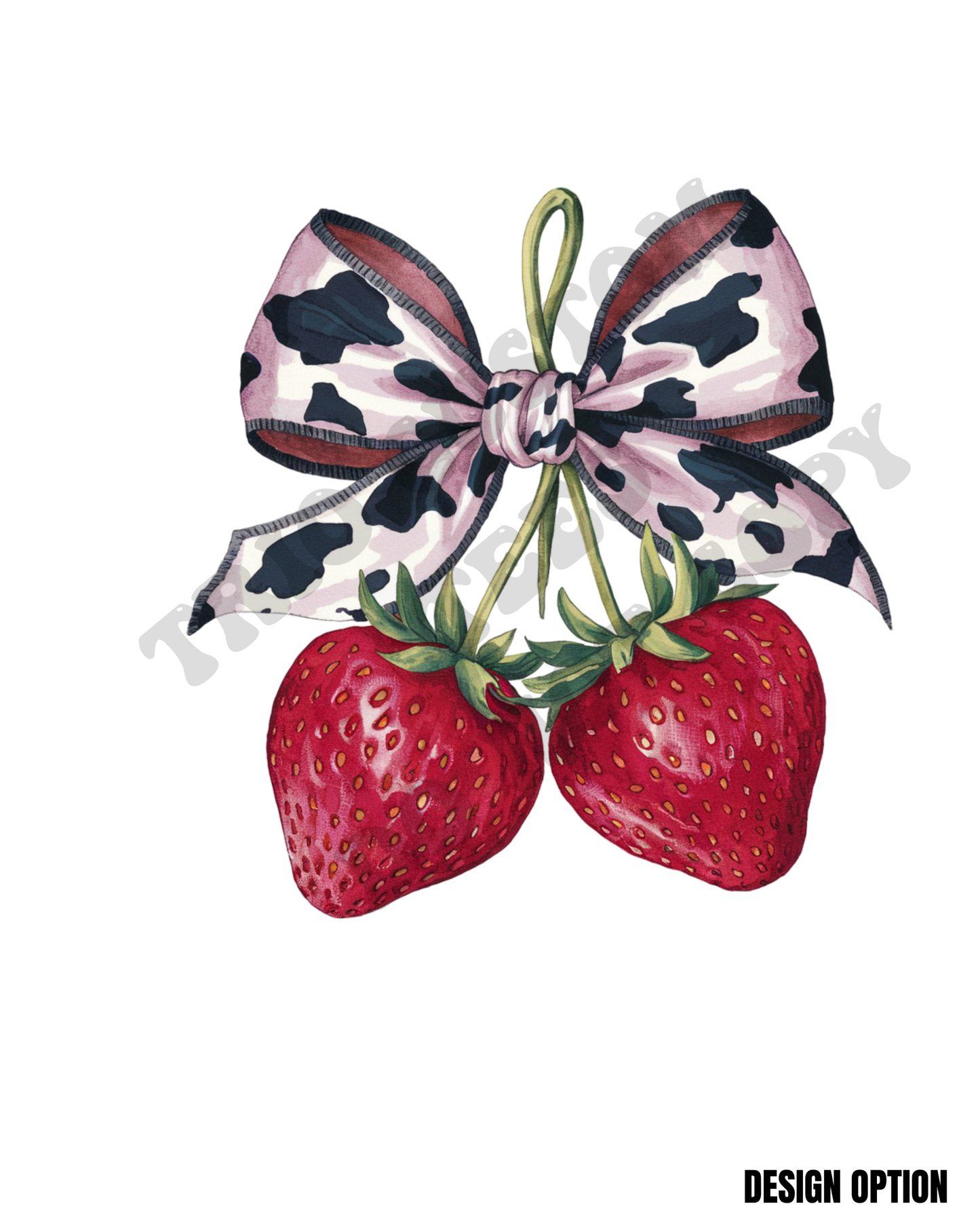 Cow print Western Strawberries Bow Coquette Cute Design