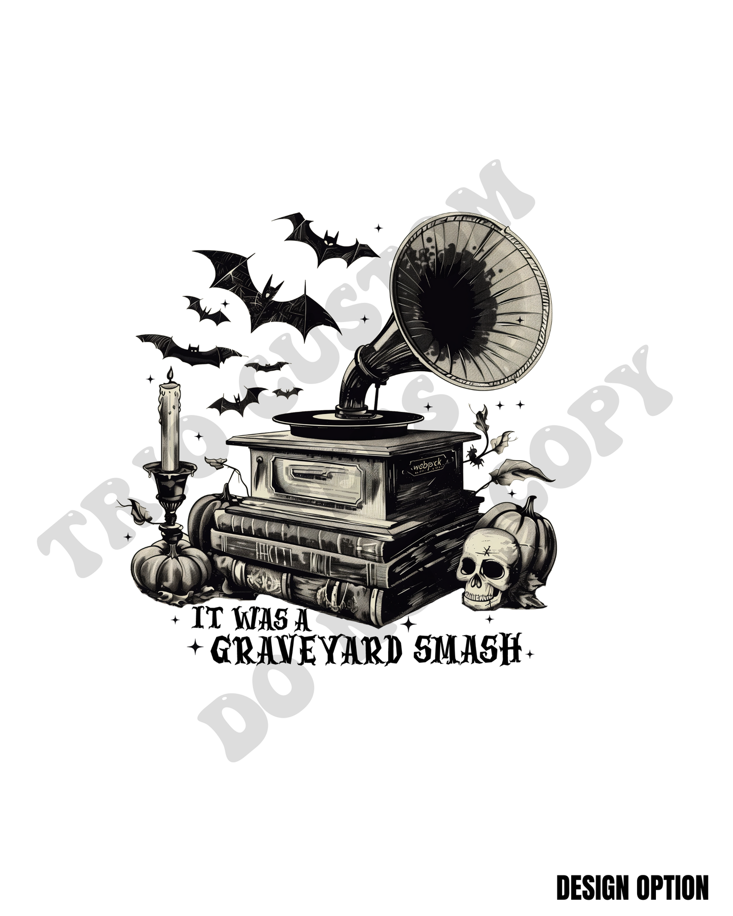 Graveyard Smash Skull Halloween Bats Design