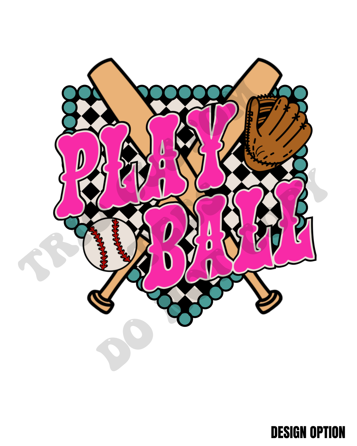 Play Ball Checker Sport Baseball Design