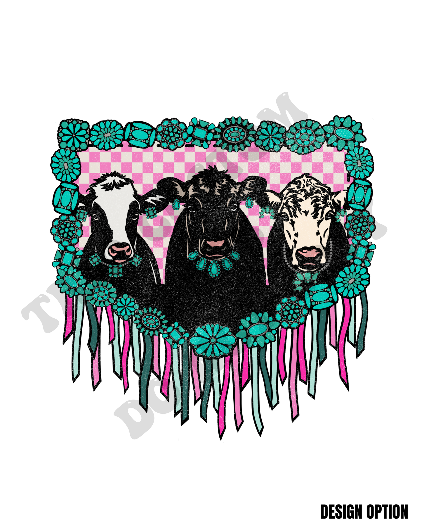 Cow Fringe Western Turquoise Design