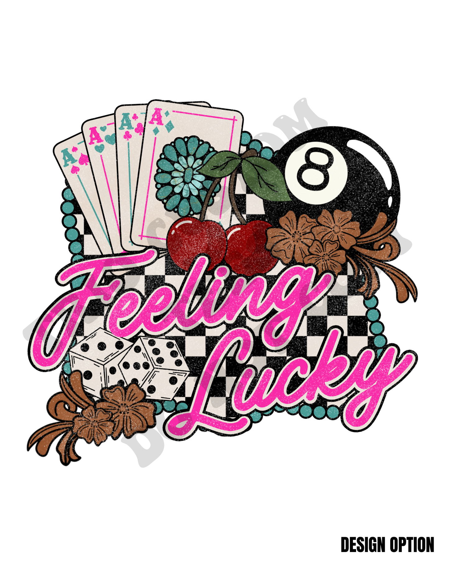 Feeling Lucky Dice Cards Checkers Cherries Magic 8 Ball Western Design
