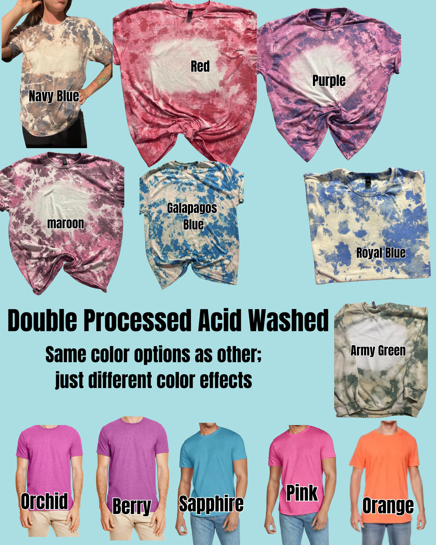 Double Acid Washed Bleached Tee Shirt Apparel