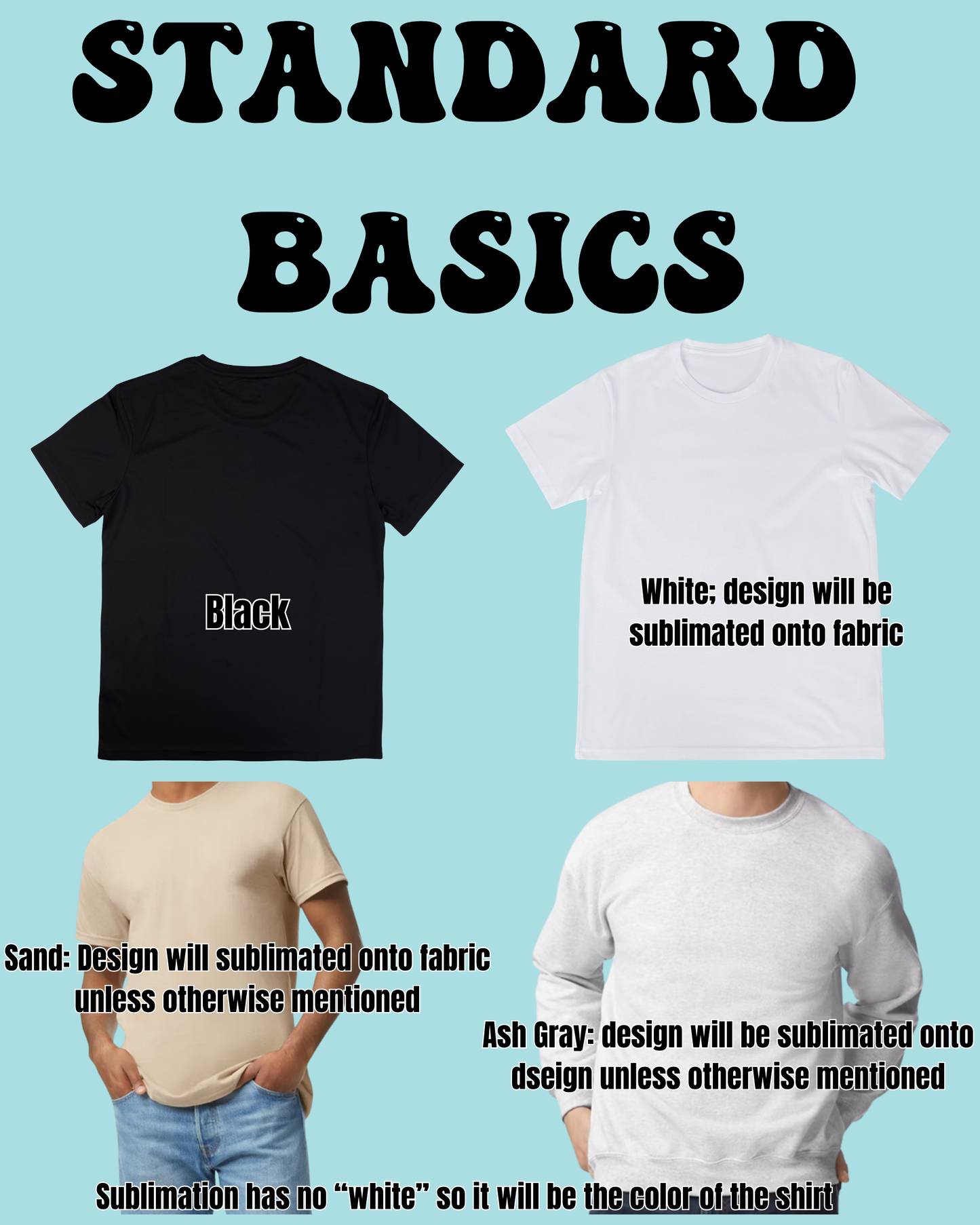 Basic Color Tee Shirt, Crewneck Sweatshirt, or Hoodie Apparel