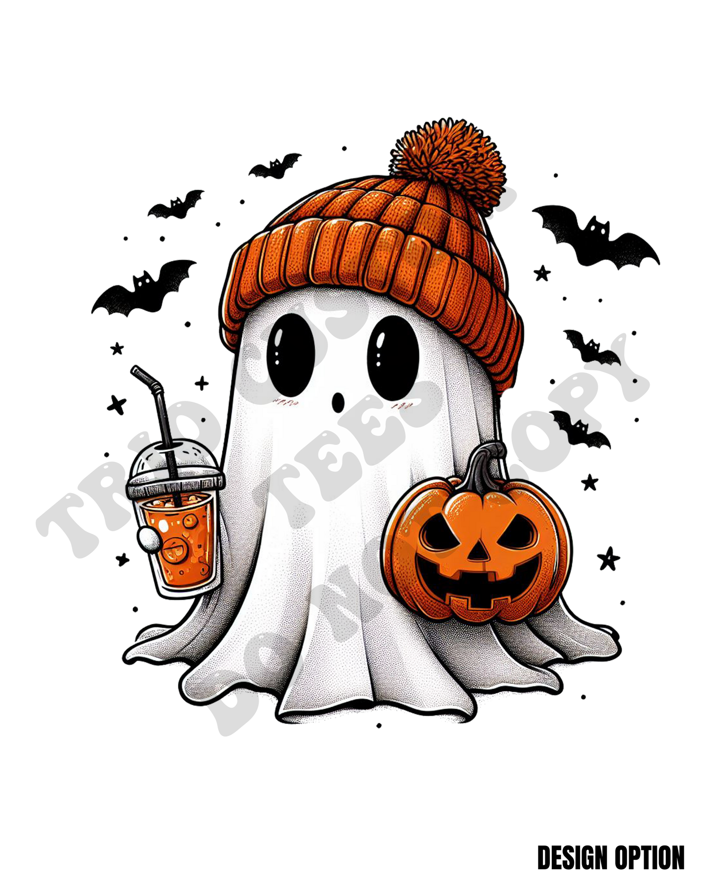 Fall Pumpkin Ghost Drink Bats Halloween Design