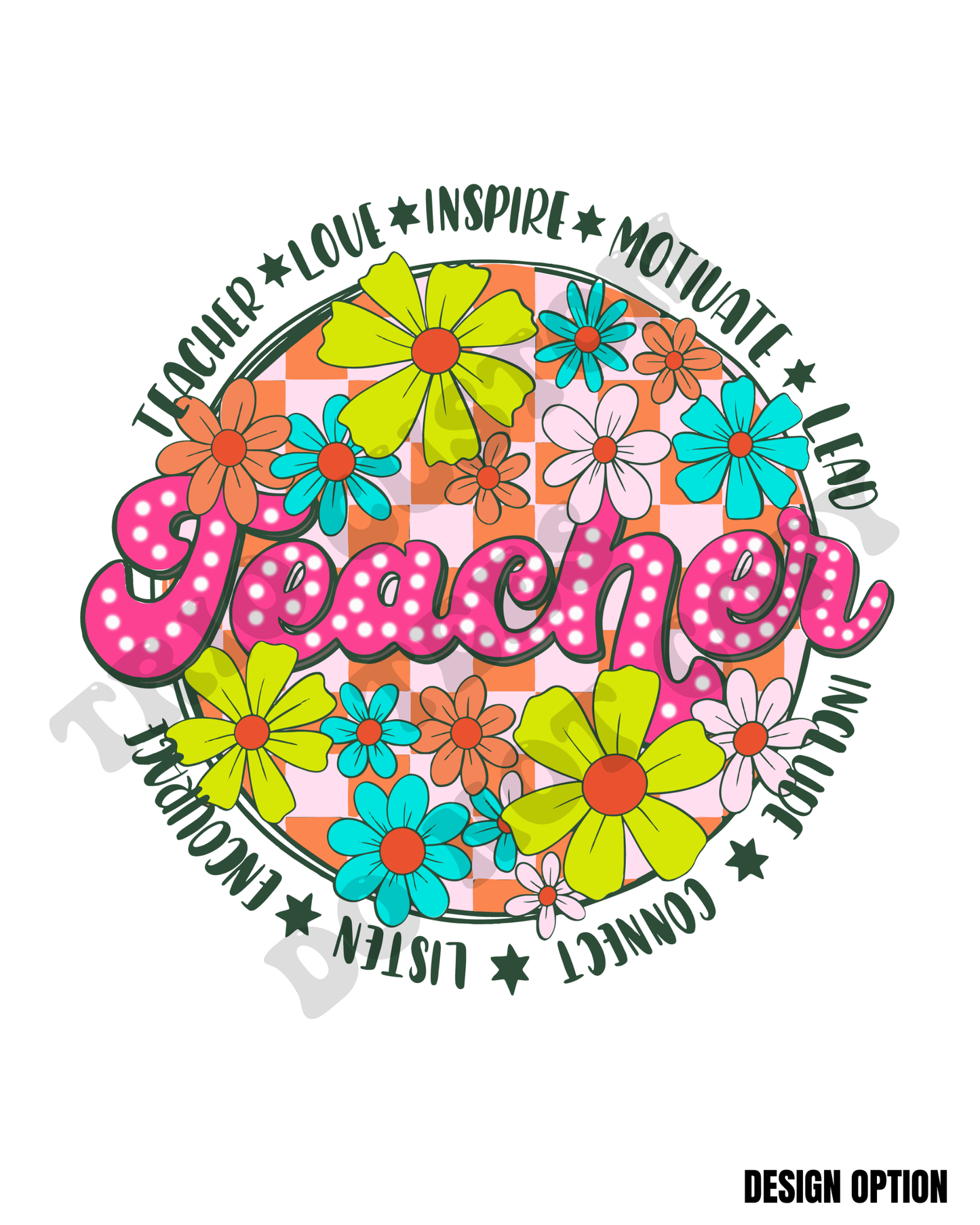 Floral Teacher Flower Checker Design