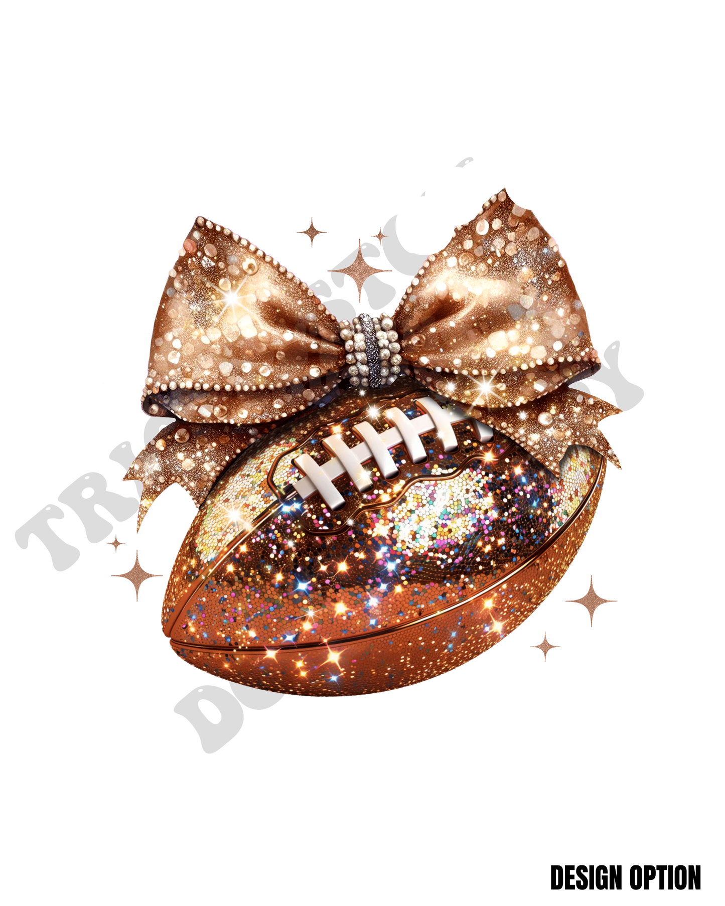 Football Conquette Faux Glitter Bow Design