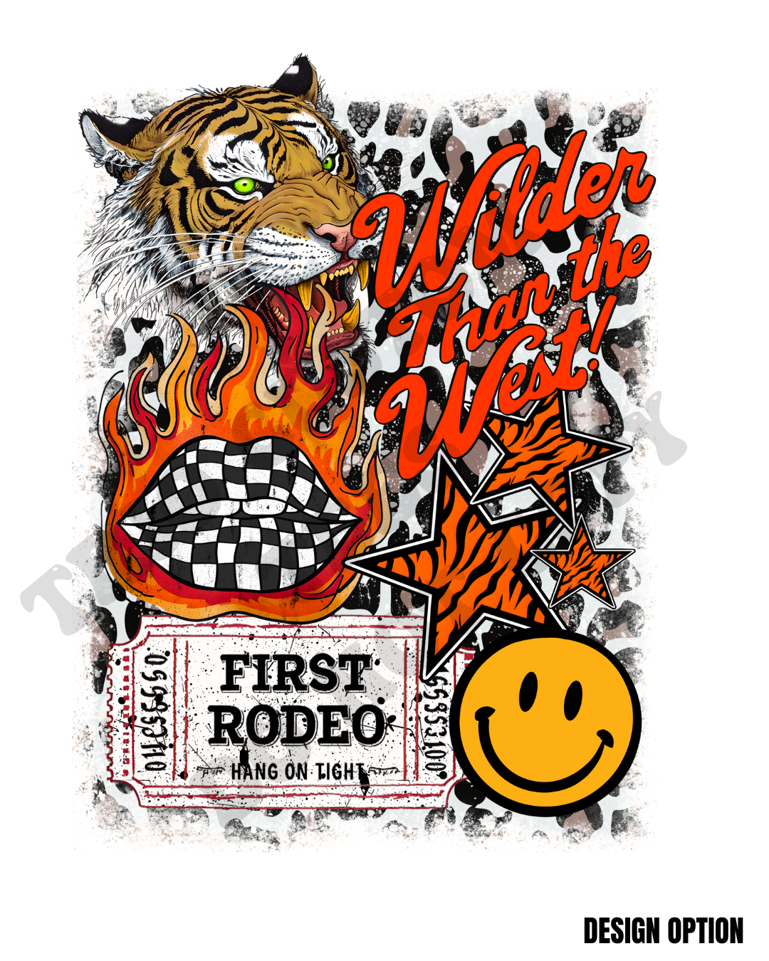 Wilder Than The West Tiger Smiley Rodeo Checker Design