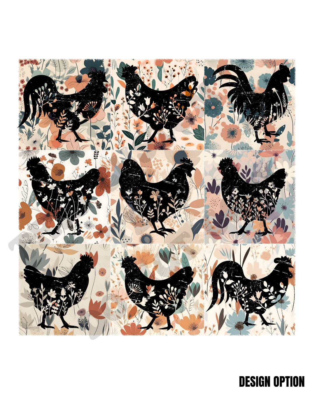 Chicken Rooster Floral Farm Animal