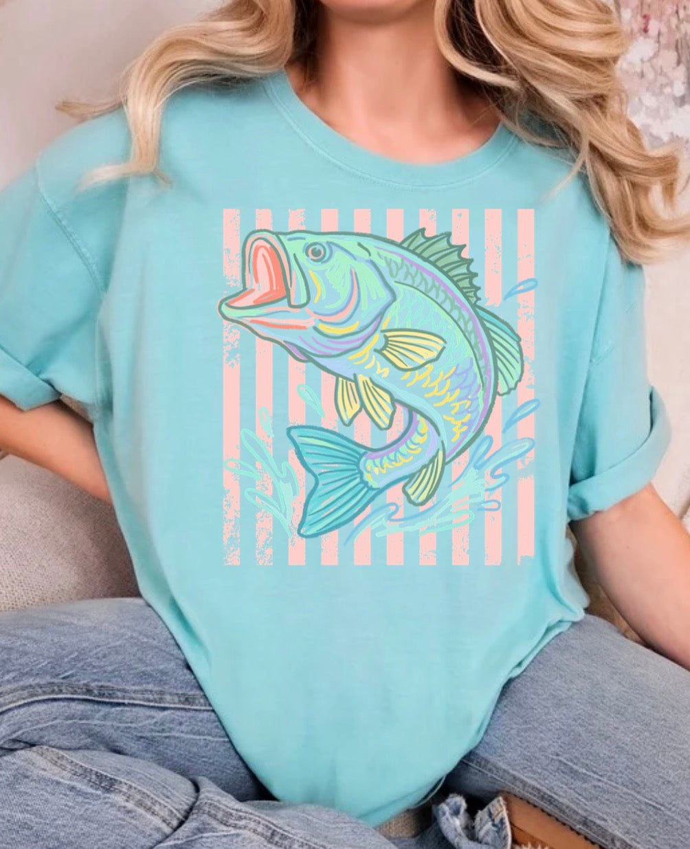 Retro Summer Bass Fish Shirt Comfort Colors
