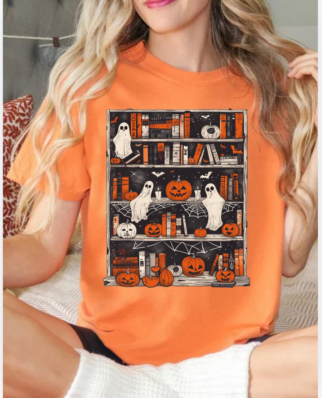 Ghost Library Book Tee Comfort Colors Halloween