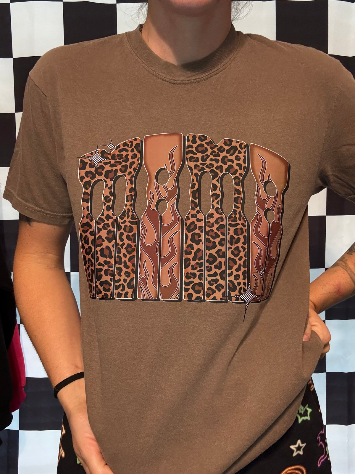 Mama Cheetah Flames Western Comfort Colors Tee Shirt