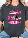 Zebra Checker Cheetah Summer Fish Comfort Colors Tee Shirt