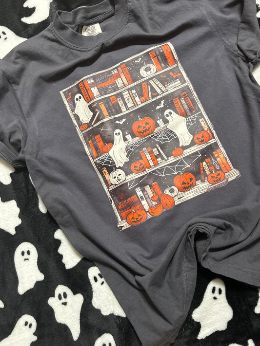 Ghost Library Book Tee Comfort Colors Halloween