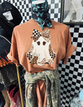 Ghost Cute Checker Cheetah Halloween Fall Tee Shirt