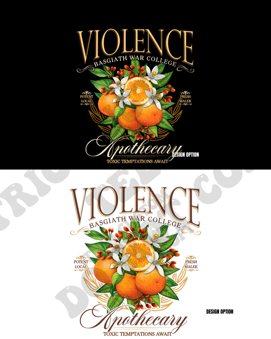 Violence Apothecary Orange Book Design