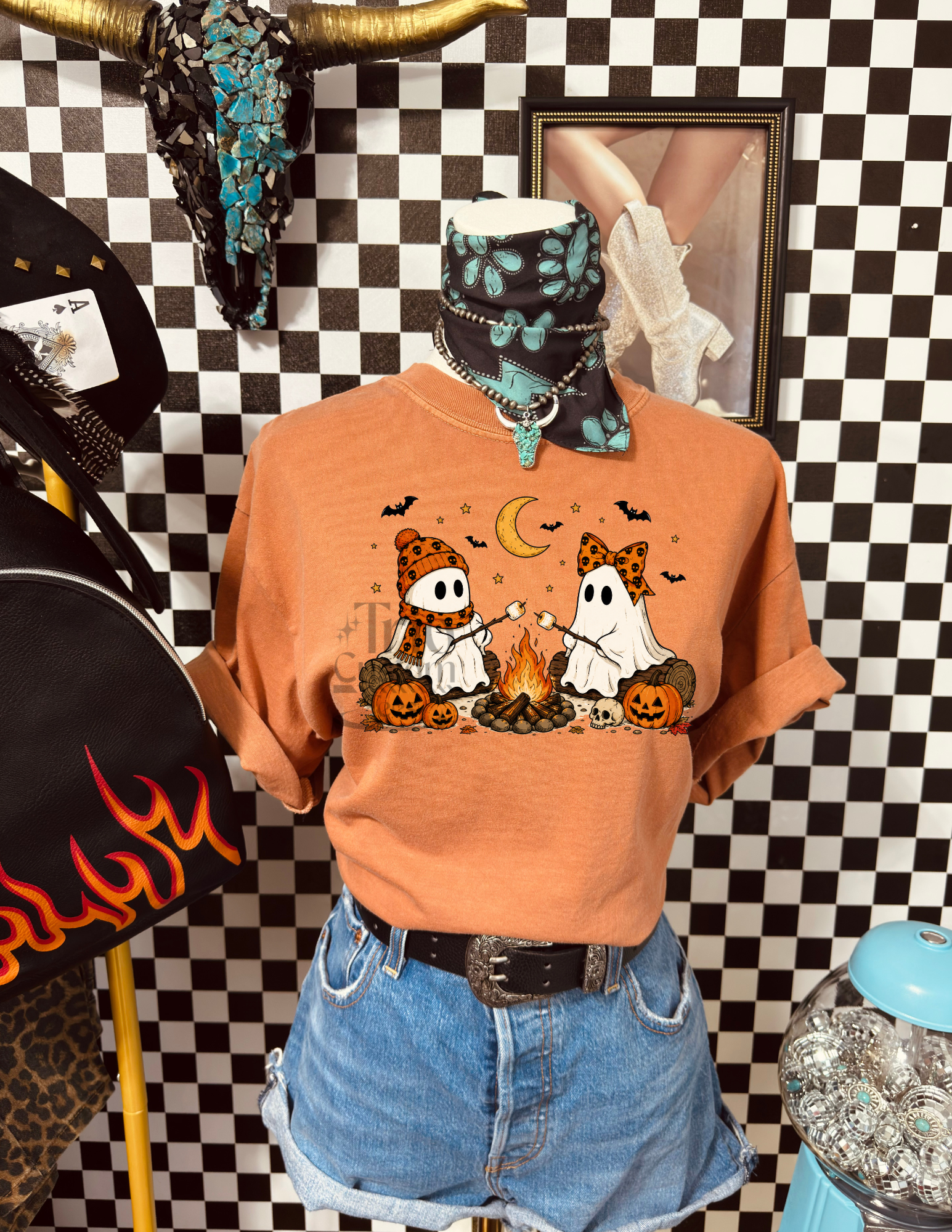 Ghost Campfire Halloween Fall Comfort Colors Tee Shirt