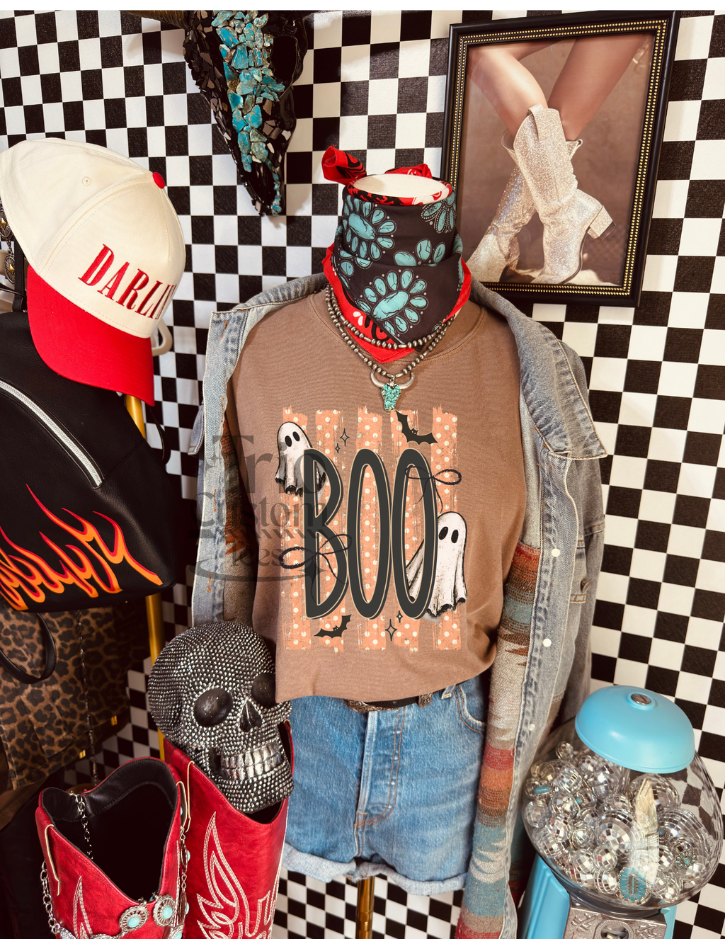 Boo Stripes Ghost Comfort Colors Halloween Tee Shirt