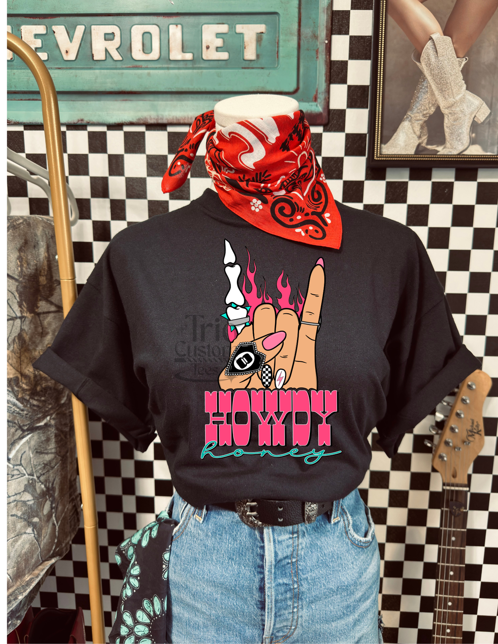 howdy honey comfort colors western flames 8 ball tee shirt