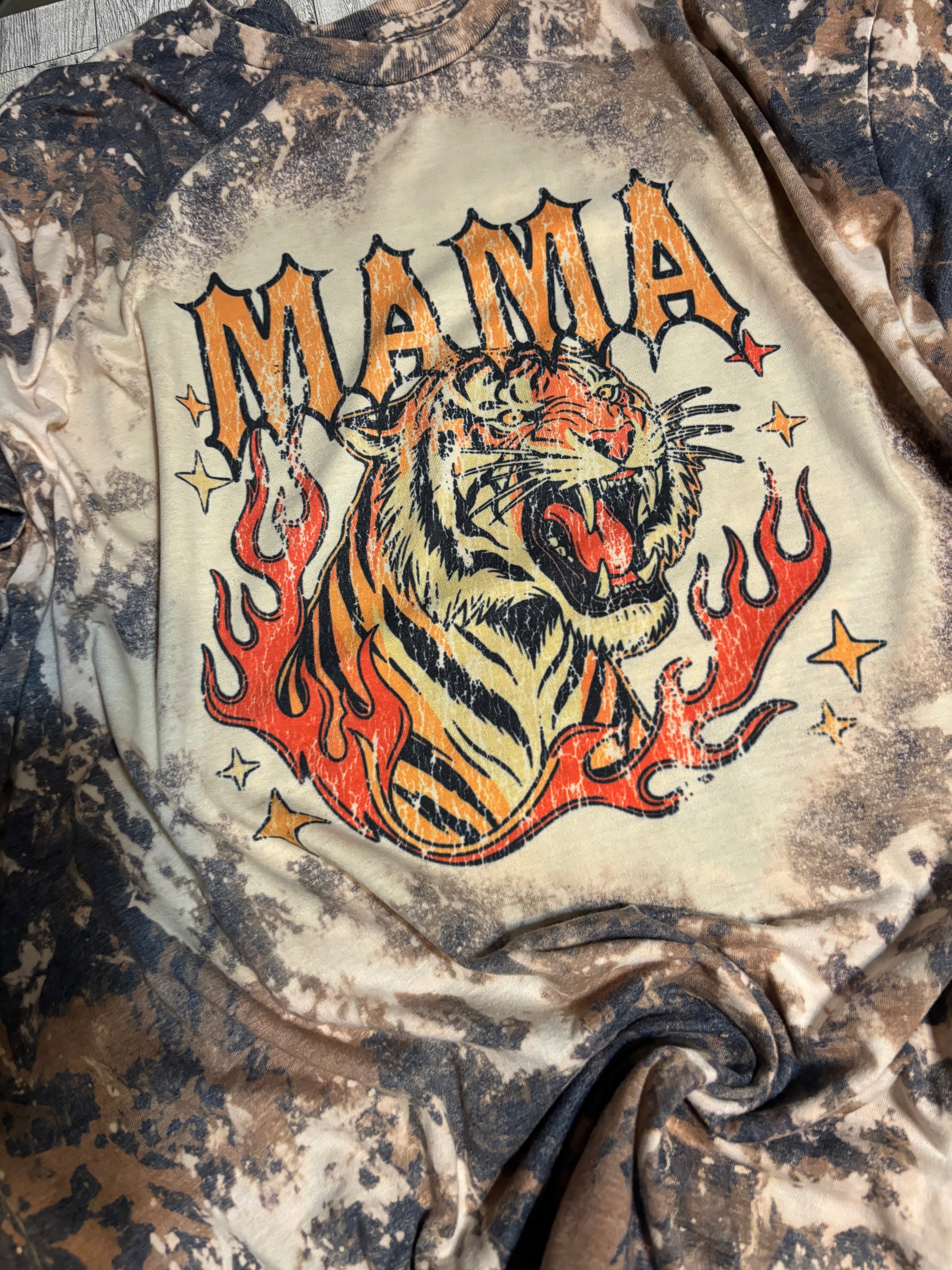Distressed mama tiger tee shirt