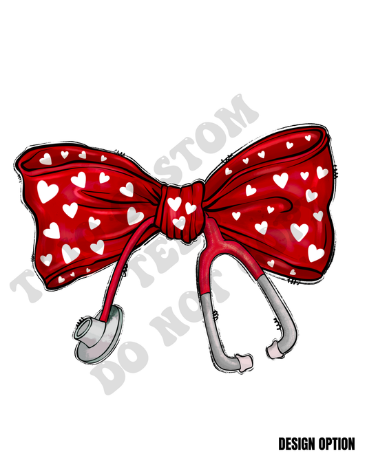 Medical Stethoscope Red Hearts Valentine Cute Nurse Design