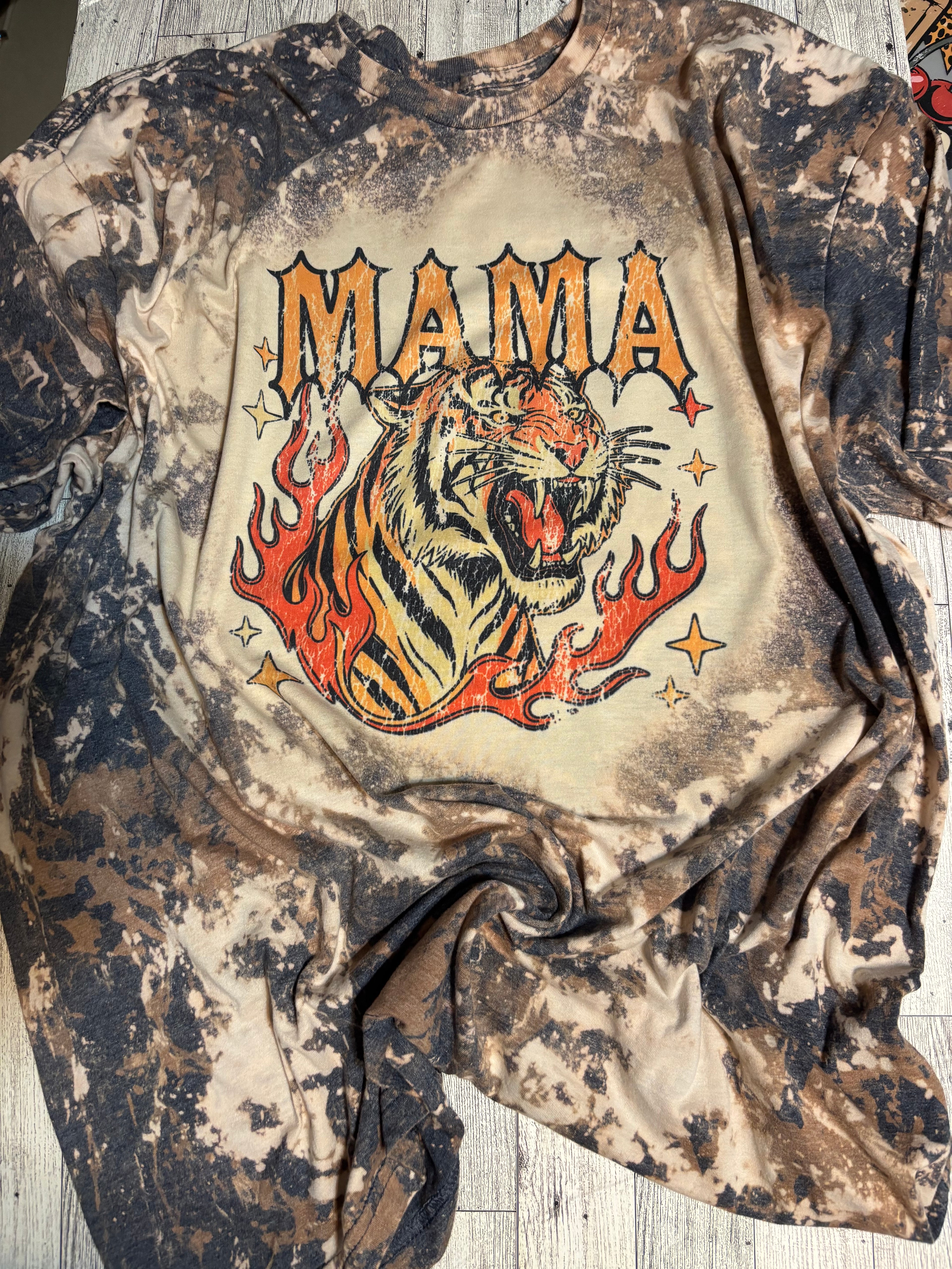 Distressed mama tiger tee shirt