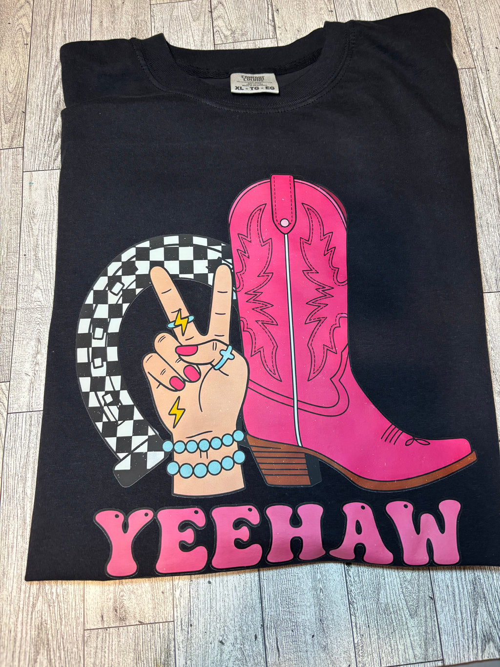 Yeehaw western checker boots Comfort colors