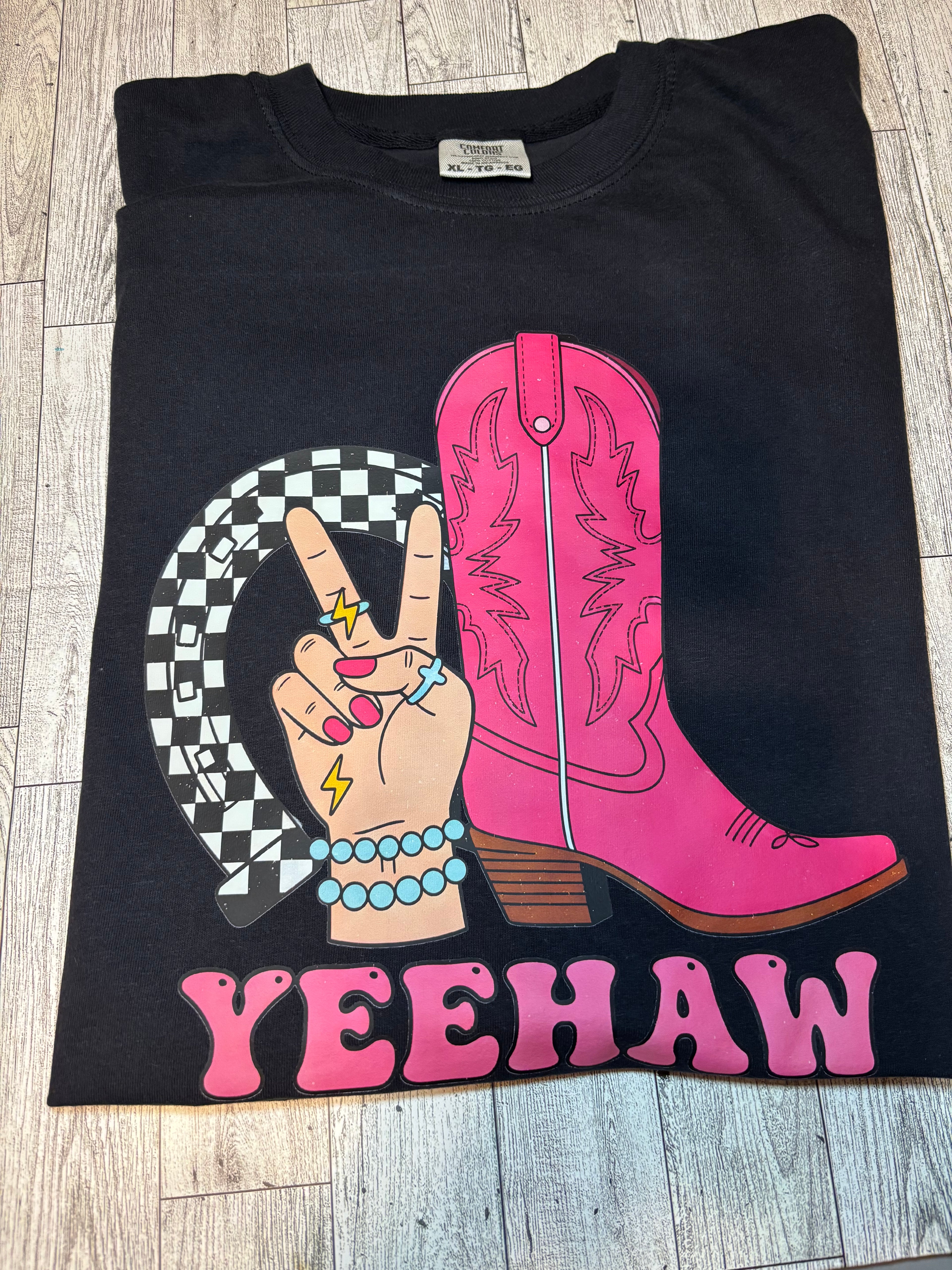 Yeehaw western checker boots Comfort colors