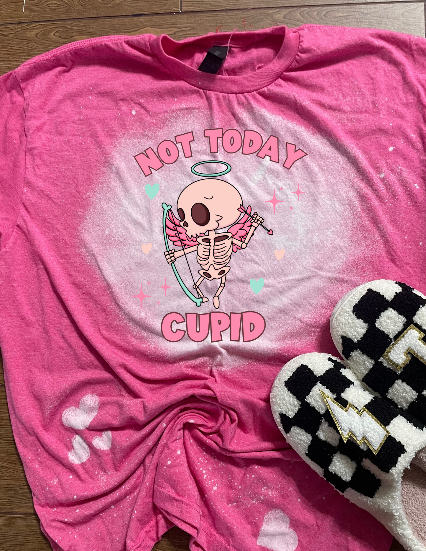 Not Today Cupid Skeleton Valentine’s Day Tee