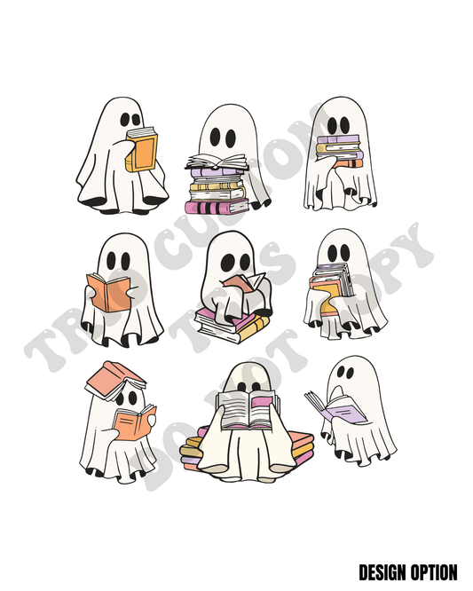 Ghost Reading Books Read Halloween Fall Spooky Design