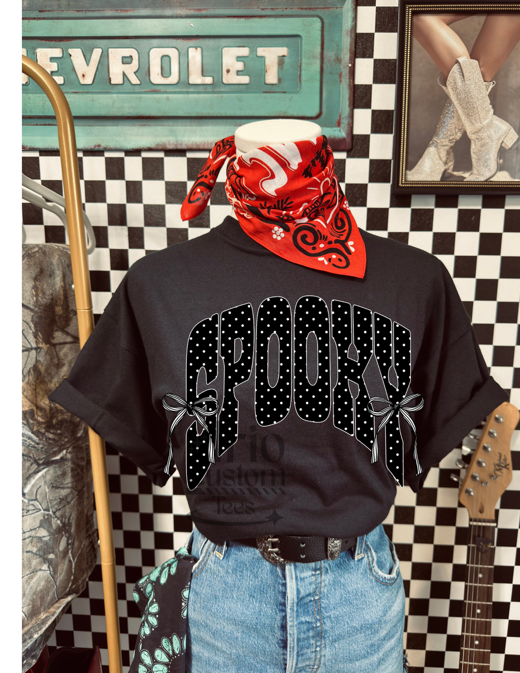 Spooky Halloween Polka dot Bow Comfort colors Tee Shirt