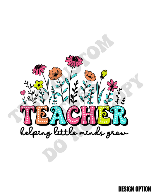Teacher Floral Neon Dot Design