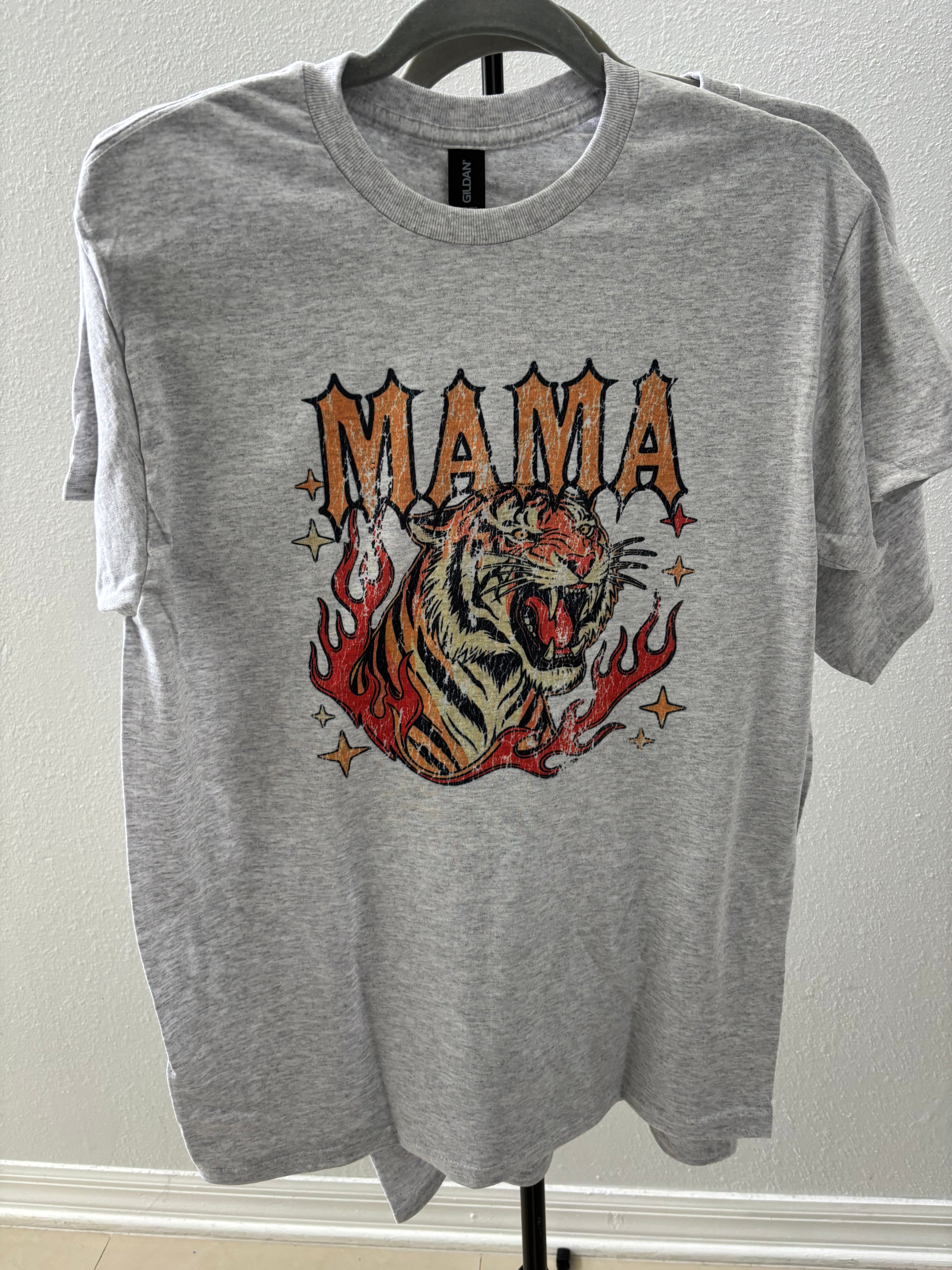 Mama Flames Tiger Gildan Tee Shirt