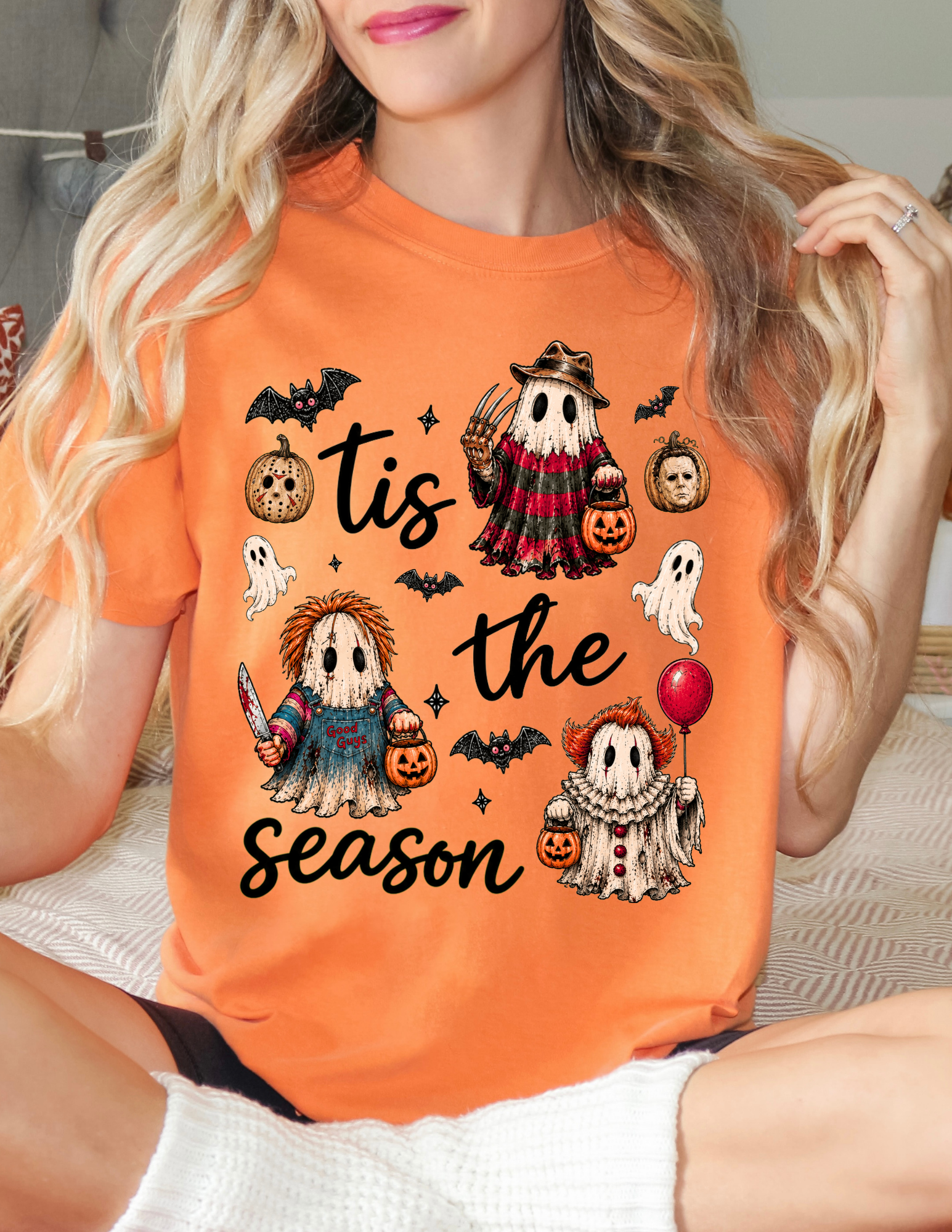 Tis the Season Horror Ghosts Halloween Comfort Colors Tee Shirt