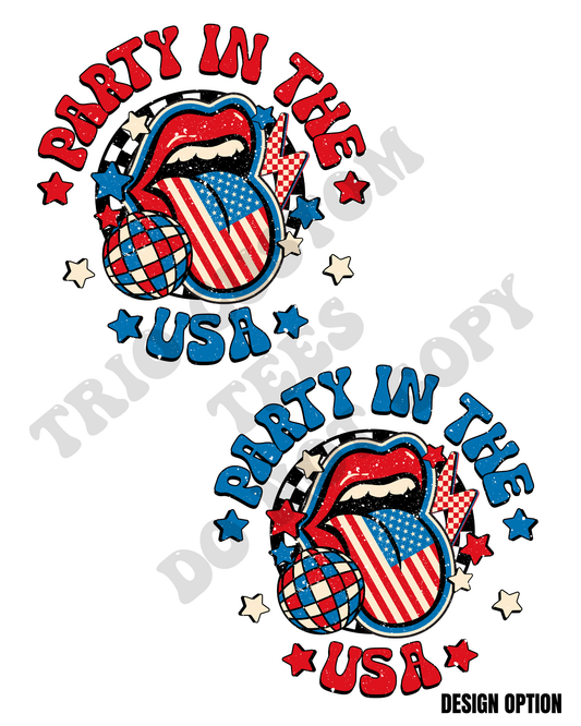 Party in the USA Fourth of July Memorial Day Patriotic Tongue Design
