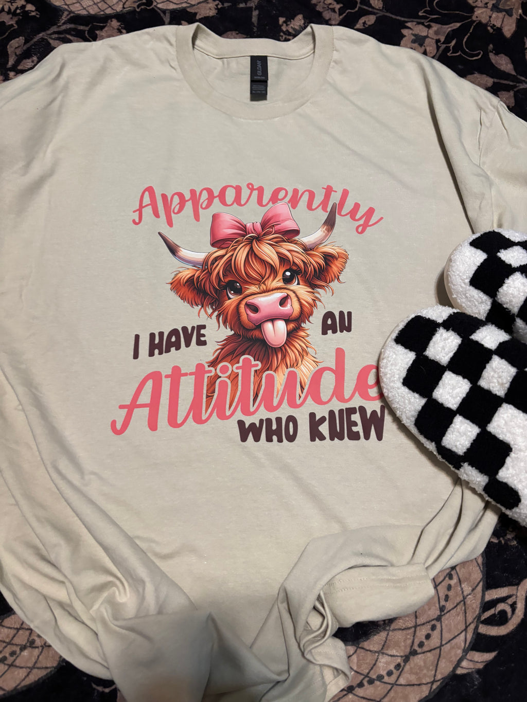 Apparently I have an attitude highland cow sarcasm tee