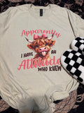 Apparently I have an attitude highland cow sarcasm tee