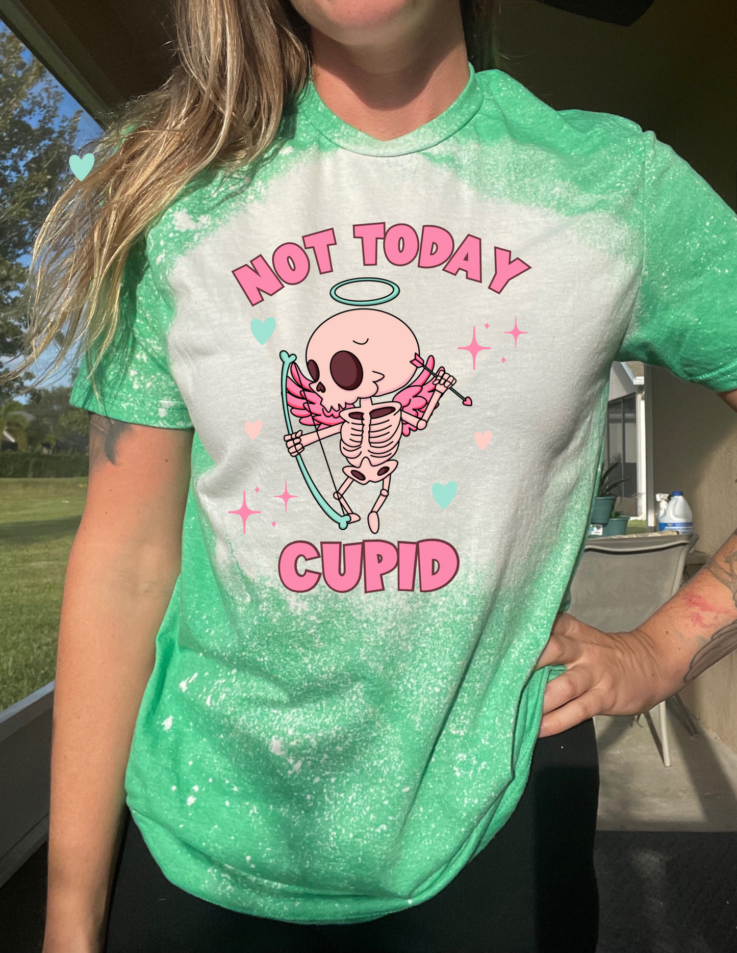 Not Today Cupid Skeleton Valentine’s Day Tee