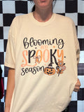 Blooming Into Spooky Season Pumpkin Halloween Fall Tee Shirt Comfort Colors