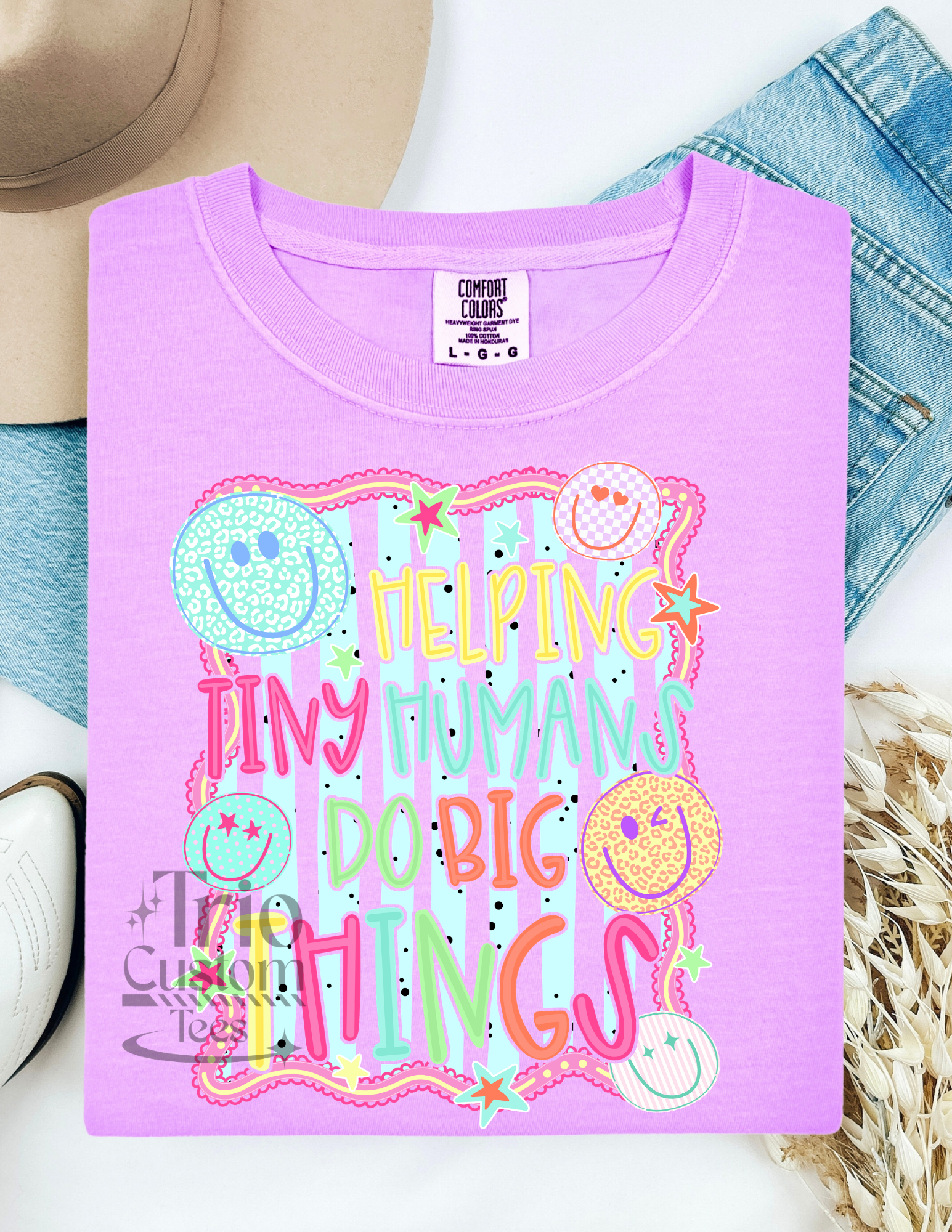 Helping Tiny Humans Do Big Things Teacher Caregiver Shirt Comfort Colors