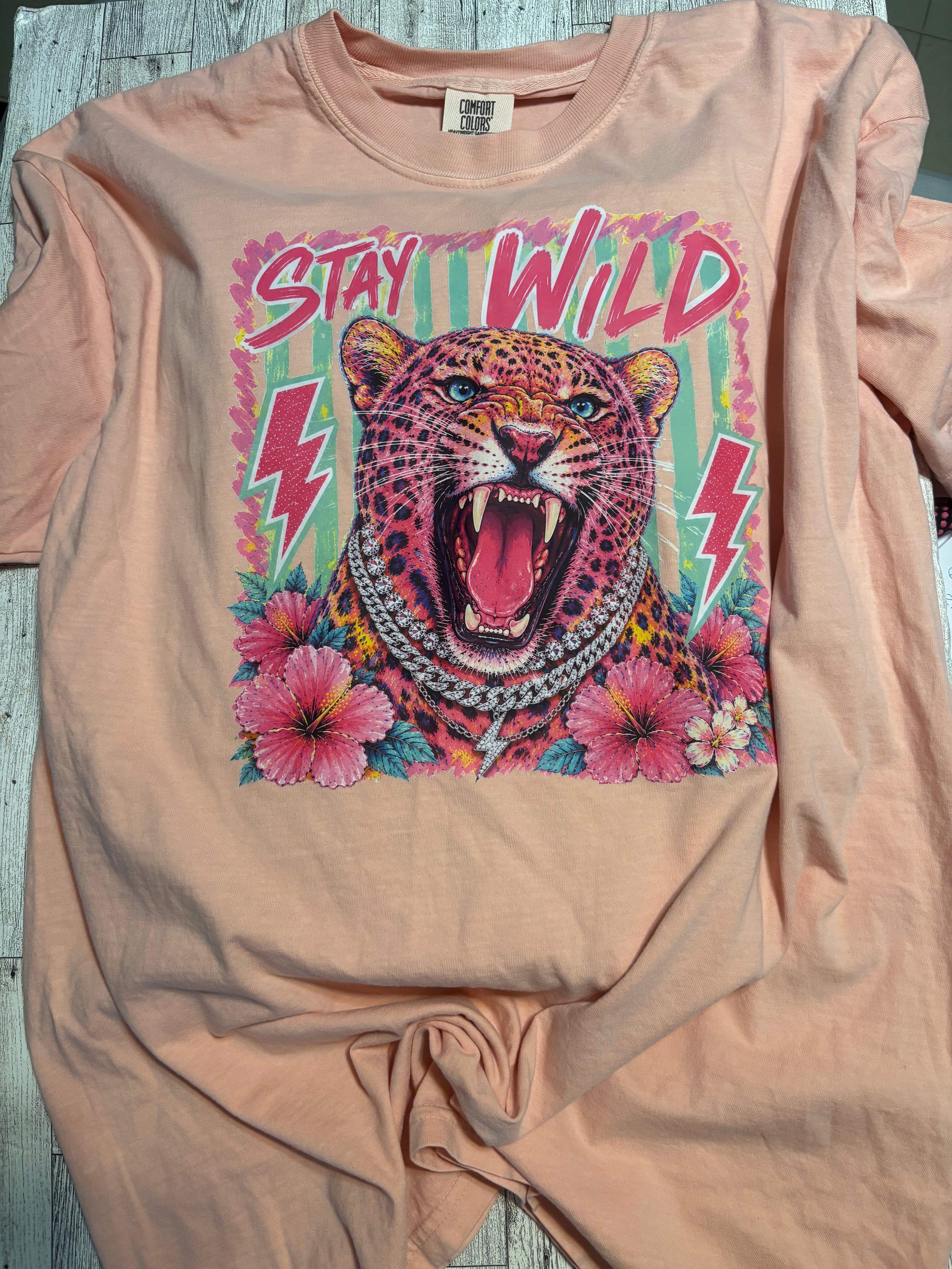 Stay wild Cheetah Preppy Stripes Comfort Colors