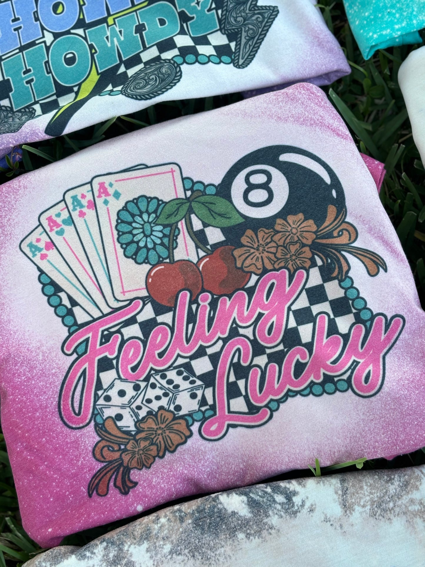 Feeling Lucky Western Cherries Cards Dice Tee Shirt