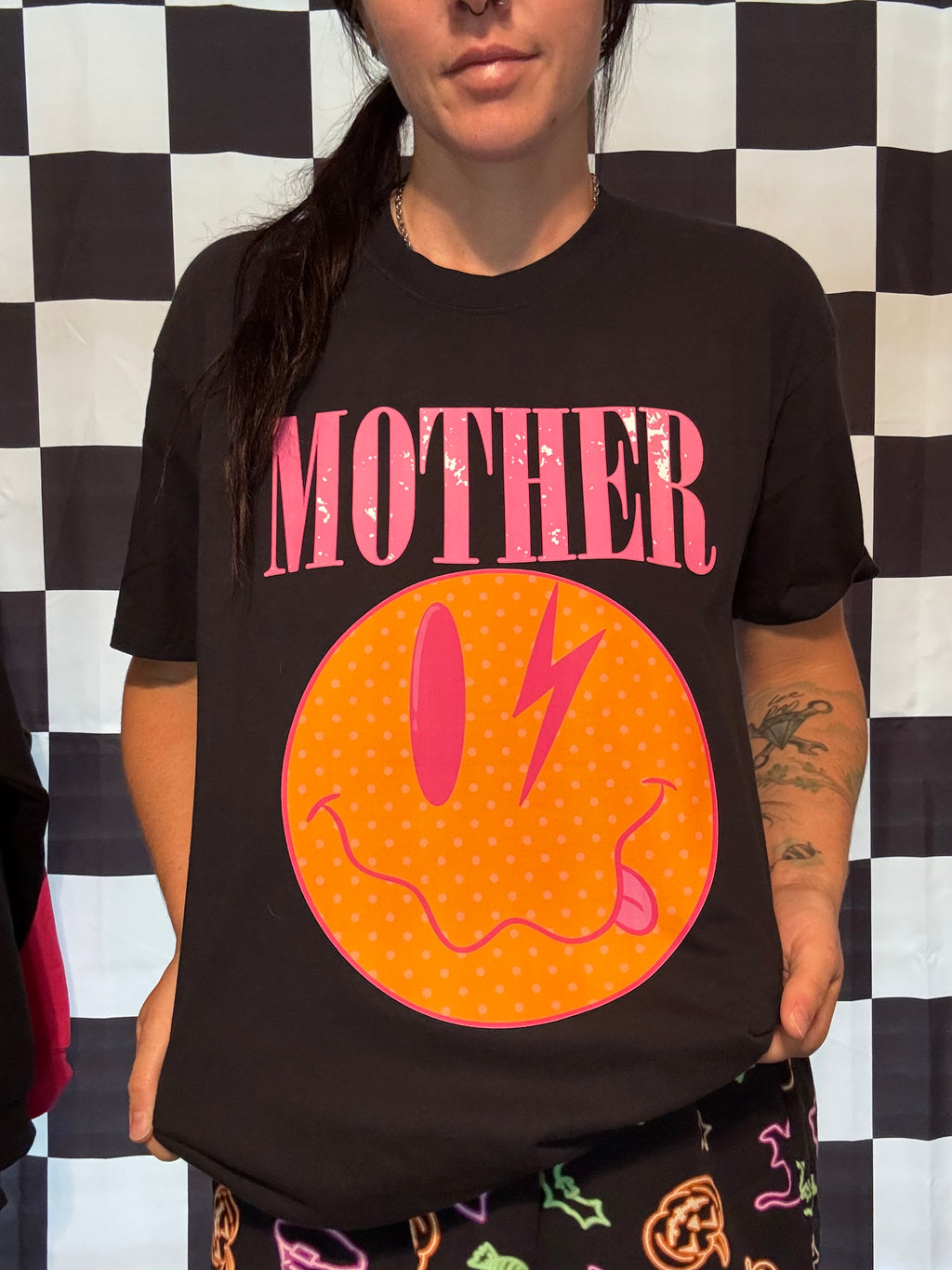 Mother Neon Smiley Face Comfort Colors Tee Shirt