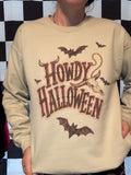 Howdy Halloween Western Crewneck Sweatshirt Bats Cow