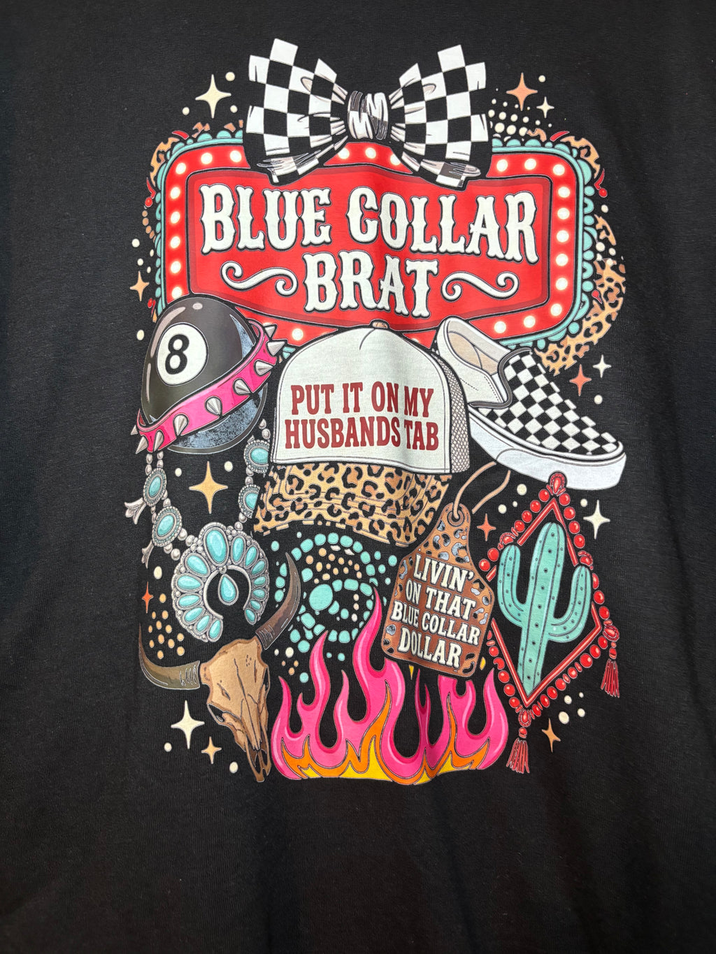Blue Collar Brat On my husbands tab western trendy comfort colors tee shirt wife