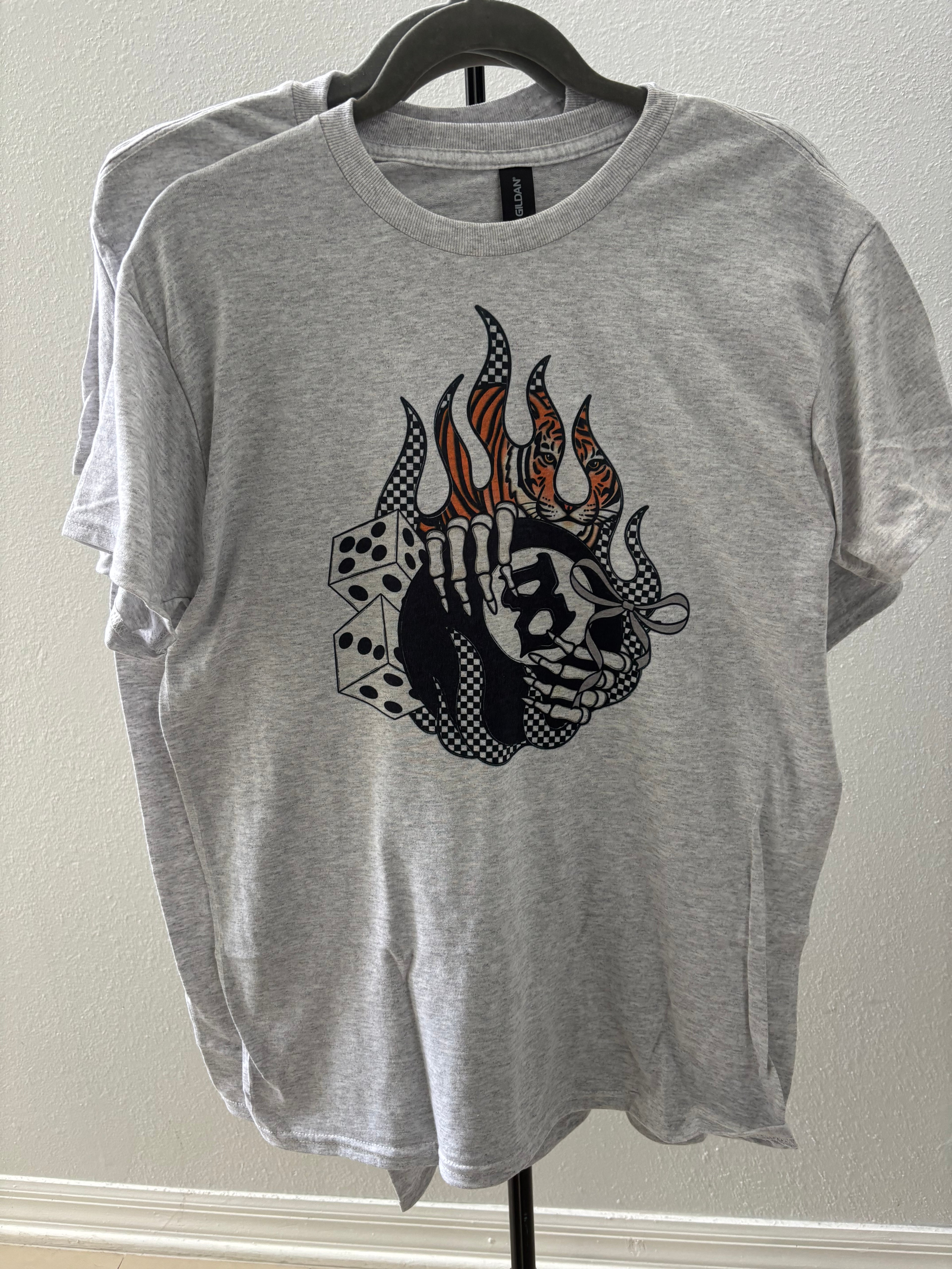Flames Dice Tiger 8 Ball Gildan Tee Shirt